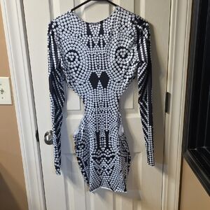 Stylish Black and White Geometric Dress